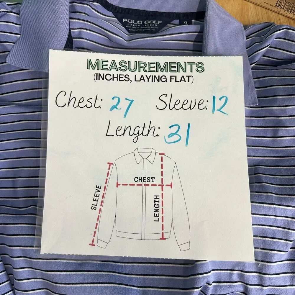 Polo Golf Ralph Lauren‎ Men’s XL Blue Striped Short Sleeve 100% Pima Cotton Soft